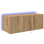 Mobile TV da parete con LED Rovere artigianale 80 x 35 x 31 cm
