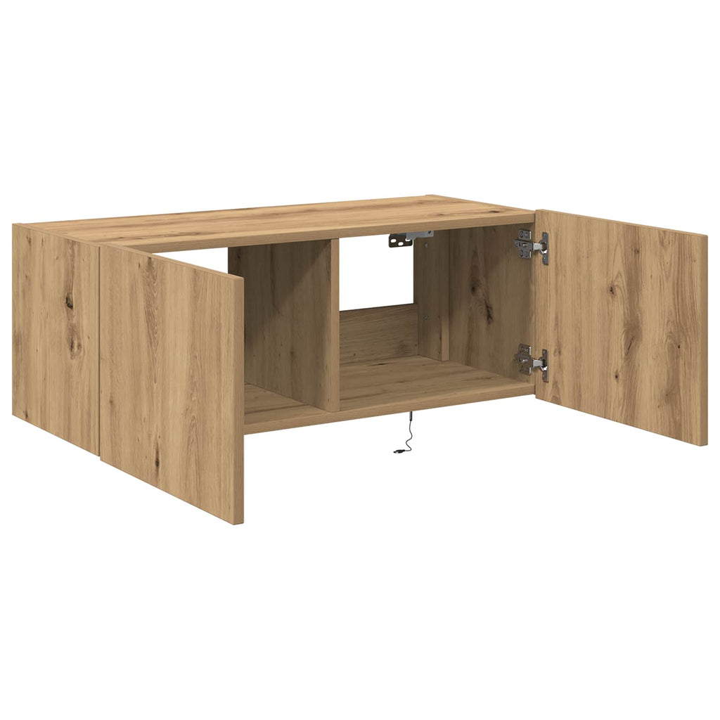 Mobile TV da parete con LED Rovere artigianale 80 x 35 x 31 cm