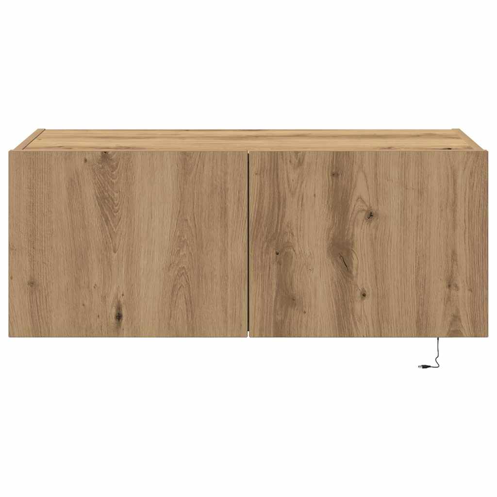 Mobile TV da parete con LED Rovere artigianale 80 x 35 x 31 cm
