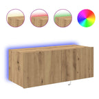 Mobile TV da parete con LED Rovere artigianale 80 x 35 x 31 cm