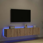 Mobile TV da parete 2 pcs Rovere artigianale 80 x 35 x 31 cm