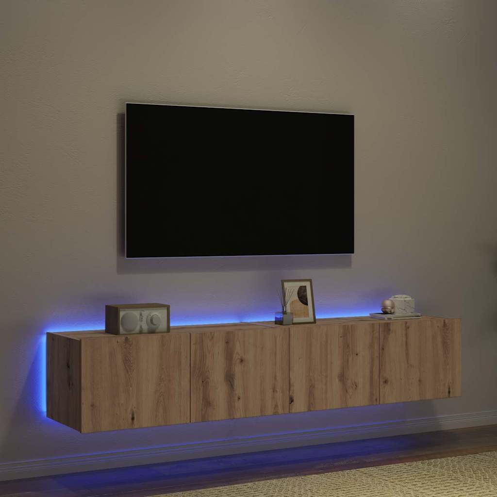 Mobile TV da parete 2 pcs Rovere artigianale 80 x 35 x 31 cm