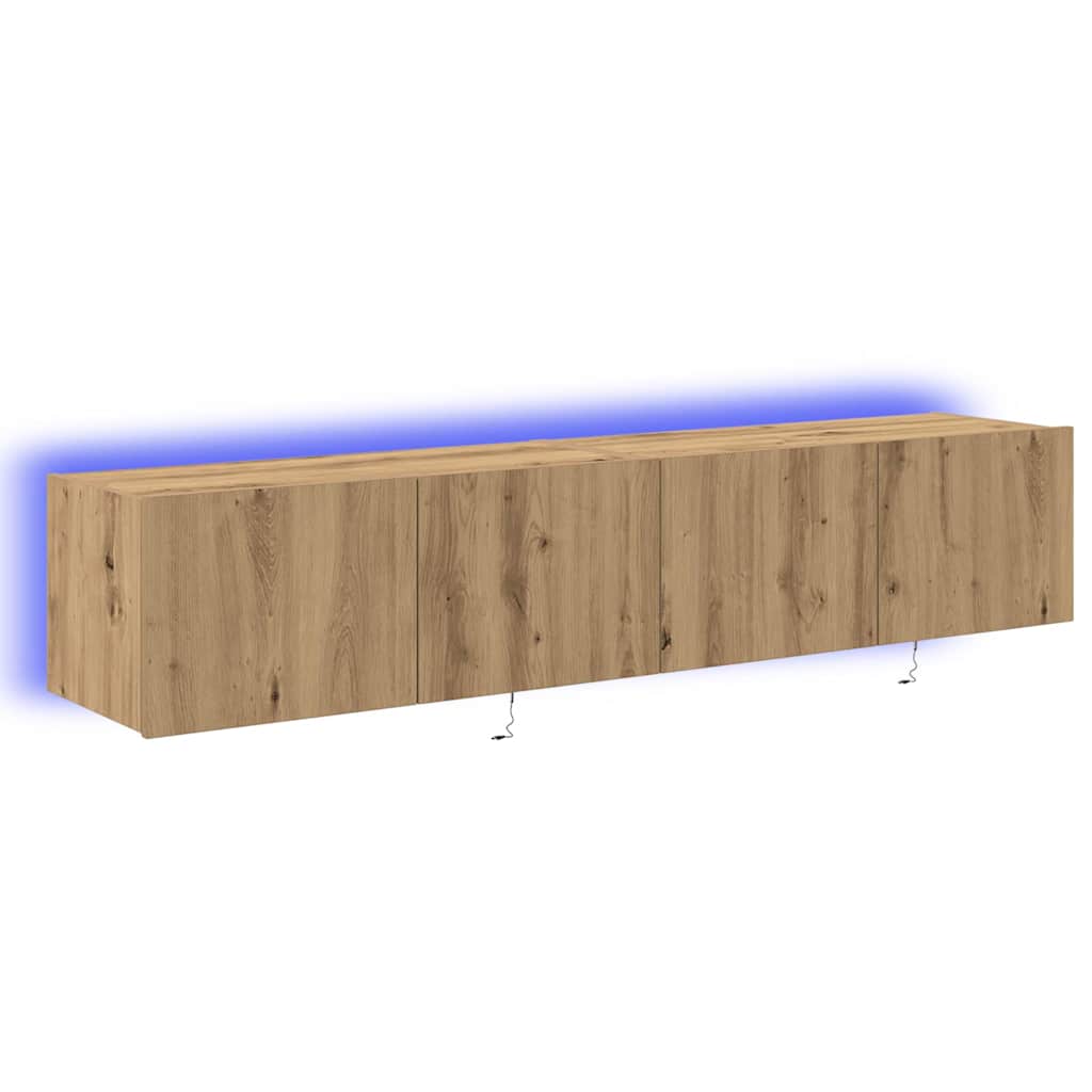 Mobile TV da parete 2 pcs Rovere artigianale 80 x 35 x 31 cm