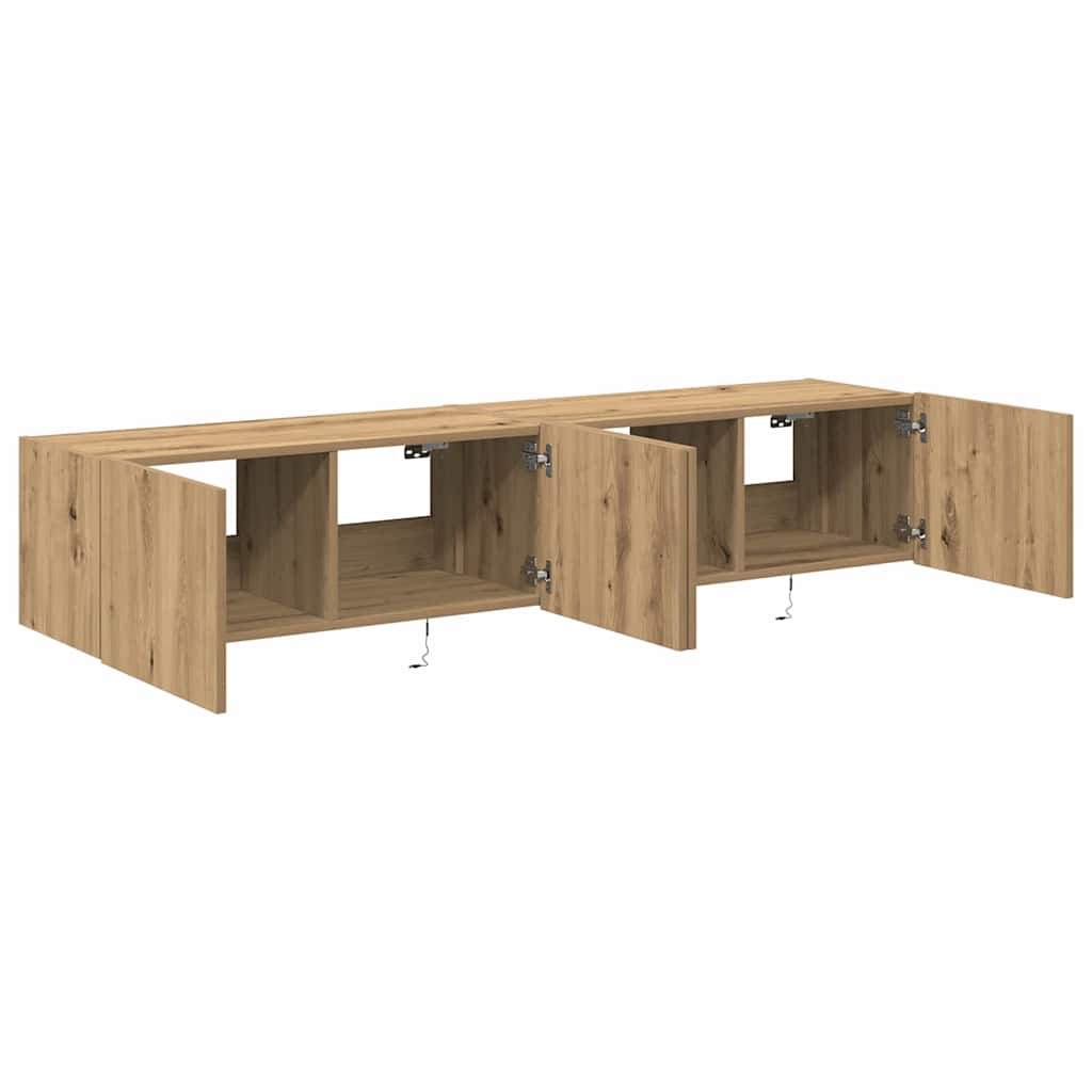 Mobile TV da parete 2 pcs Rovere artigianale 80 x 35 x 31 cm