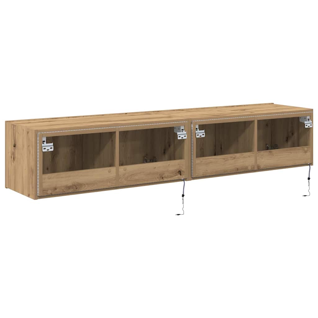 Mobile TV da parete 2 pcs Rovere artigianale 80 x 35 x 31 cm