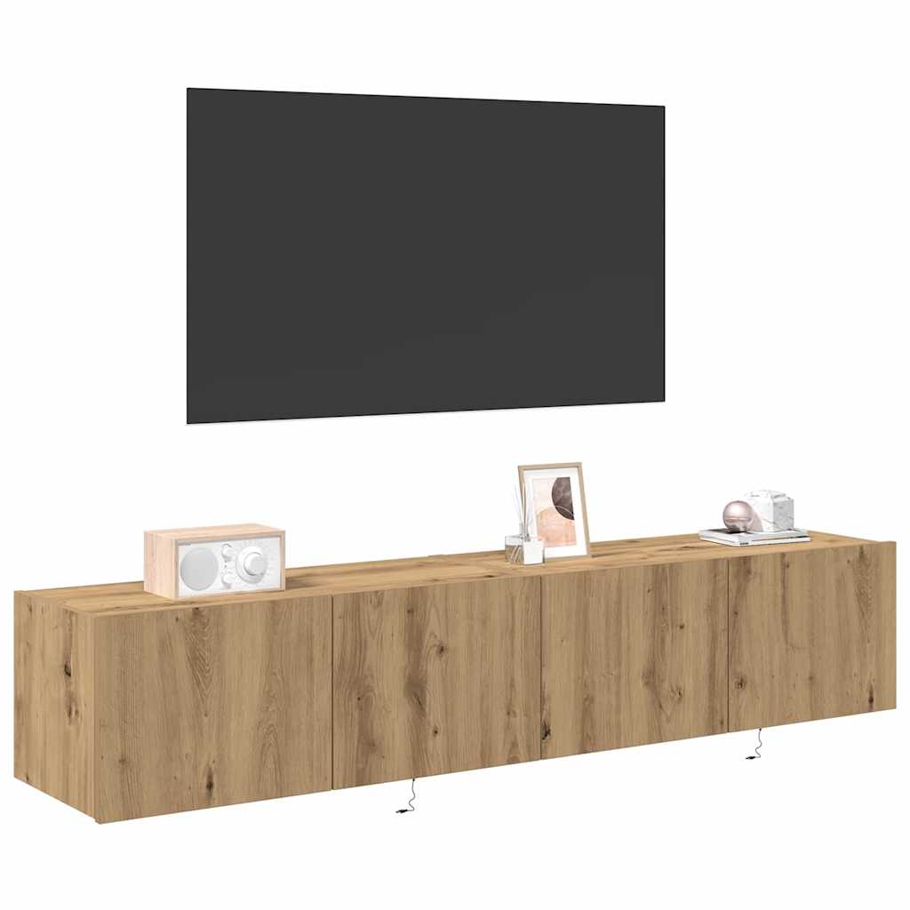 Mobile TV da parete 2 pcs Rovere artigianale 80 x 35 x 31 cm