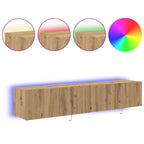 Mobile TV da parete 2 pcs Rovere artigianale 80 x 35 x 31 cm