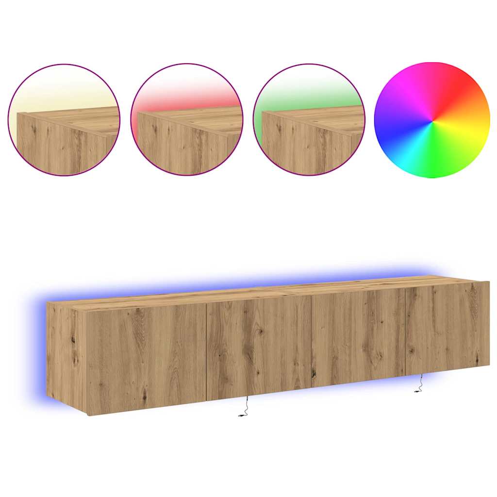 Mobile TV da parete 2 pcs Rovere artigianale 80 x 35 x 31 cm
