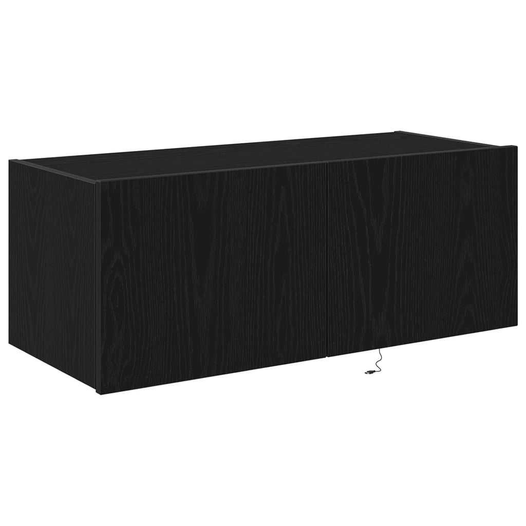 Mobile TV da parete con LED Rovere Nero 80 x 35 x 31 cm