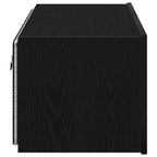 Mobile TV da parete con LED Rovere Nero 80 x 35 x 31 cm
