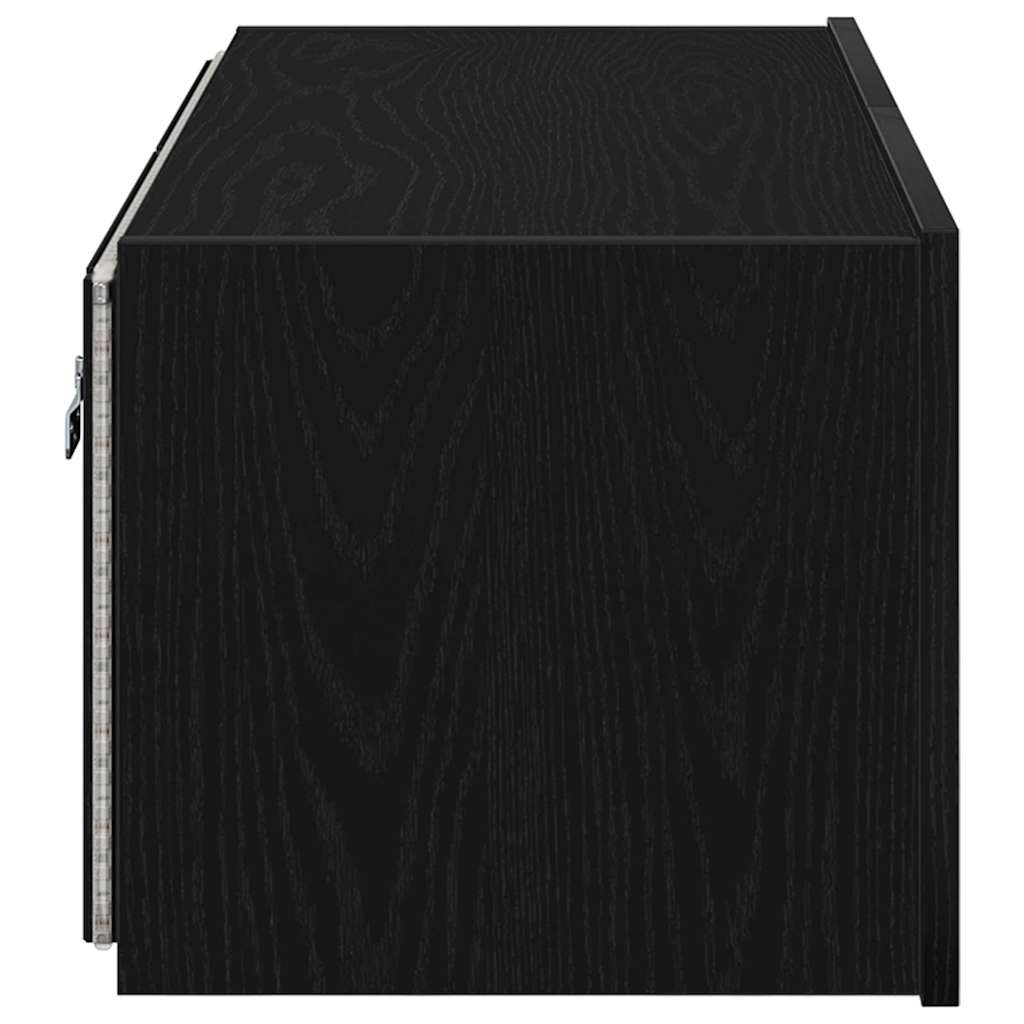 Mobile TV da parete con LED Rovere Nero 80 x 35 x 31 cm