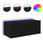 Mobile TV da parete con LED Rovere Nero 80 x 35 x 31 cm