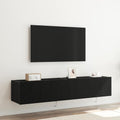 Mobile TV da parete con LED 2 pcs Rovere Nero 80 x 35 x 31 cm
