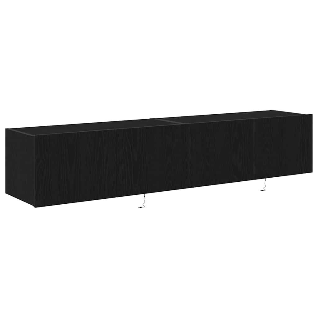Mobile TV da parete con LED 2 pcs Rovere Nero 80 x 35 x 31 cm