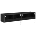 Mobile TV da parete con LED 2 pcs Rovere Nero 80 x 35 x 31 cm