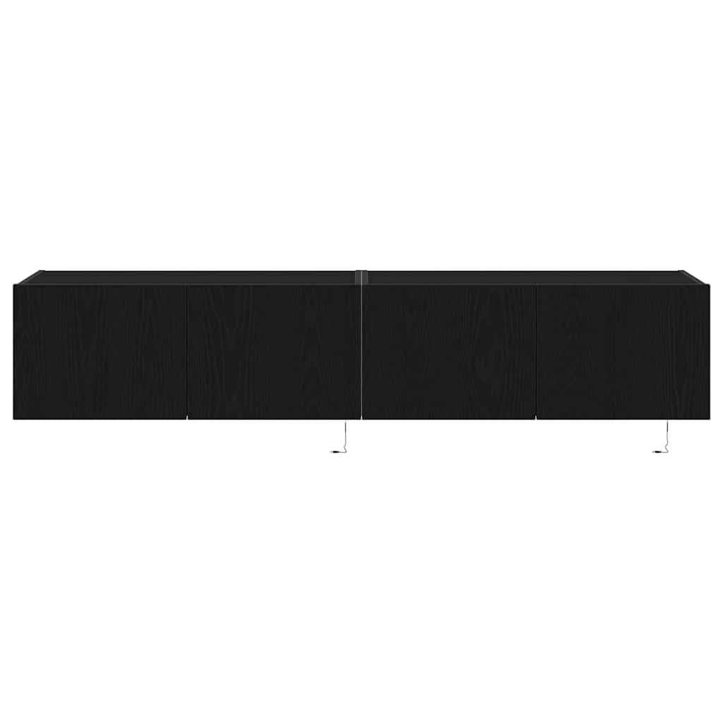 Mobile TV da parete con LED 2 pcs Rovere Nero 80 x 35 x 31 cm