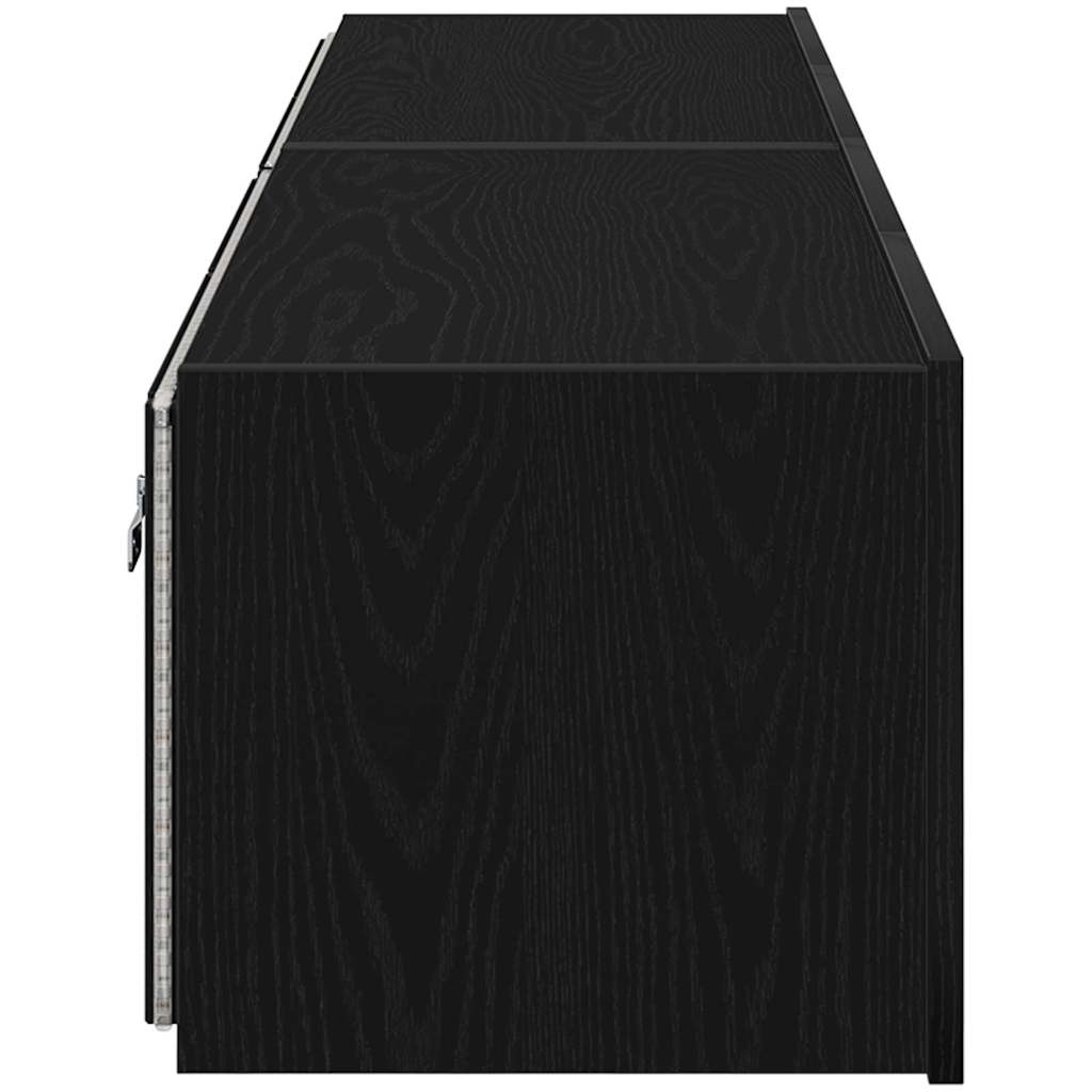 Mobile TV da parete con LED 2 pcs Rovere Nero 80 x 35 x 31 cm