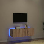 Mobile TV da parete con LED Rovere artigianale 100 x 35 x 31 cm