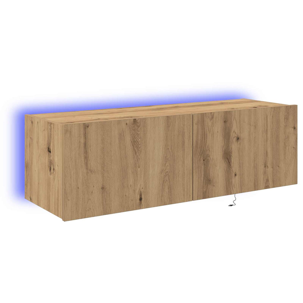 Mobile TV da parete con LED Rovere artigianale 100 x 35 x 31 cm