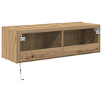 Mobile TV da parete con LED Rovere artigianale 100 x 35 x 31 cm