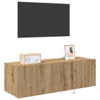Mobile TV da parete con LED Rovere artigianale 100 x 35 x 31 cm