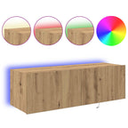 Mobile TV da parete con LED Rovere artigianale 100 x 35 x 31 cm