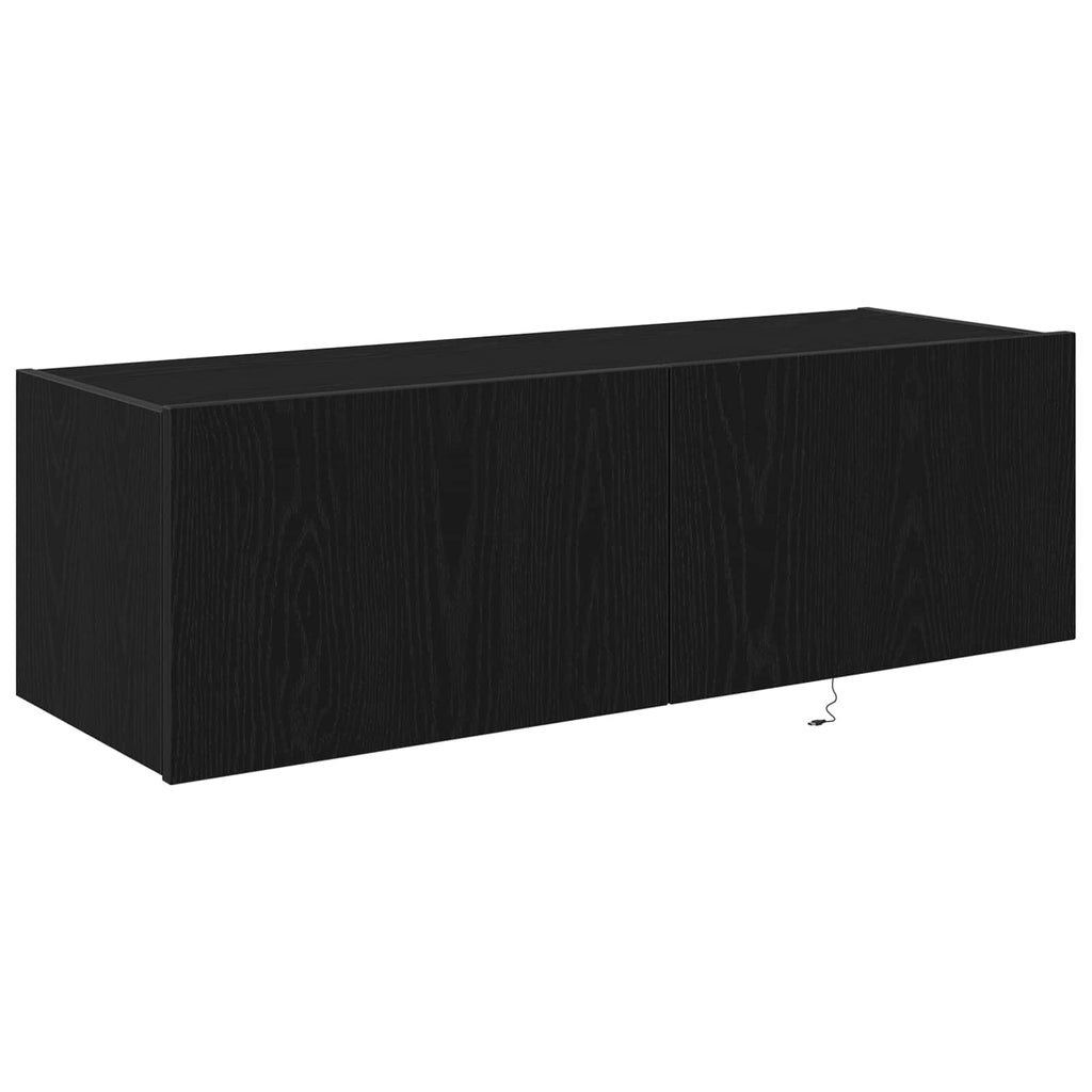 Mobile TV da parete con LED 2 pcs Rovere Nero 100 x 35 x 31 cm
