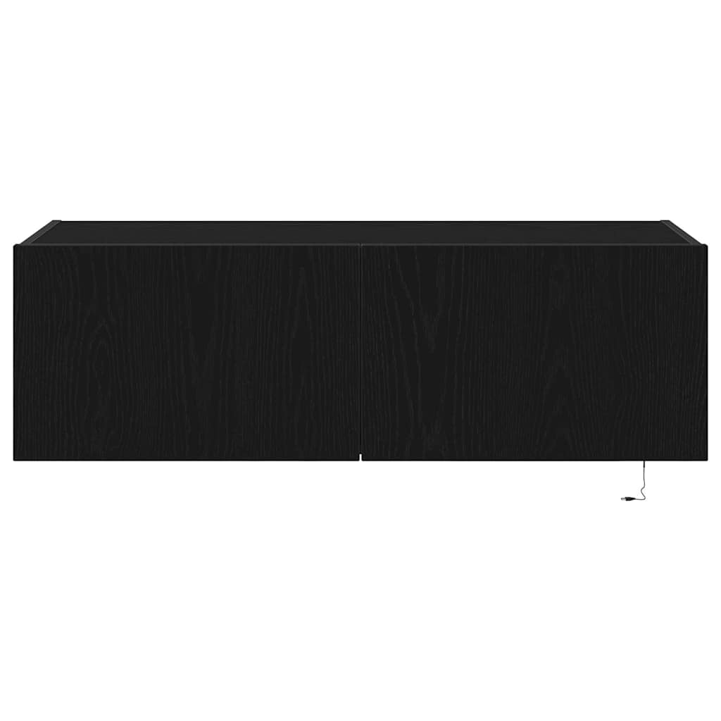 Mobile TV da parete con LED 2 pcs Rovere Nero 100 x 35 x 31 cm