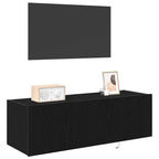 Mobile TV da parete con LED 2 pcs Rovere Nero 100 x 35 x 31 cm