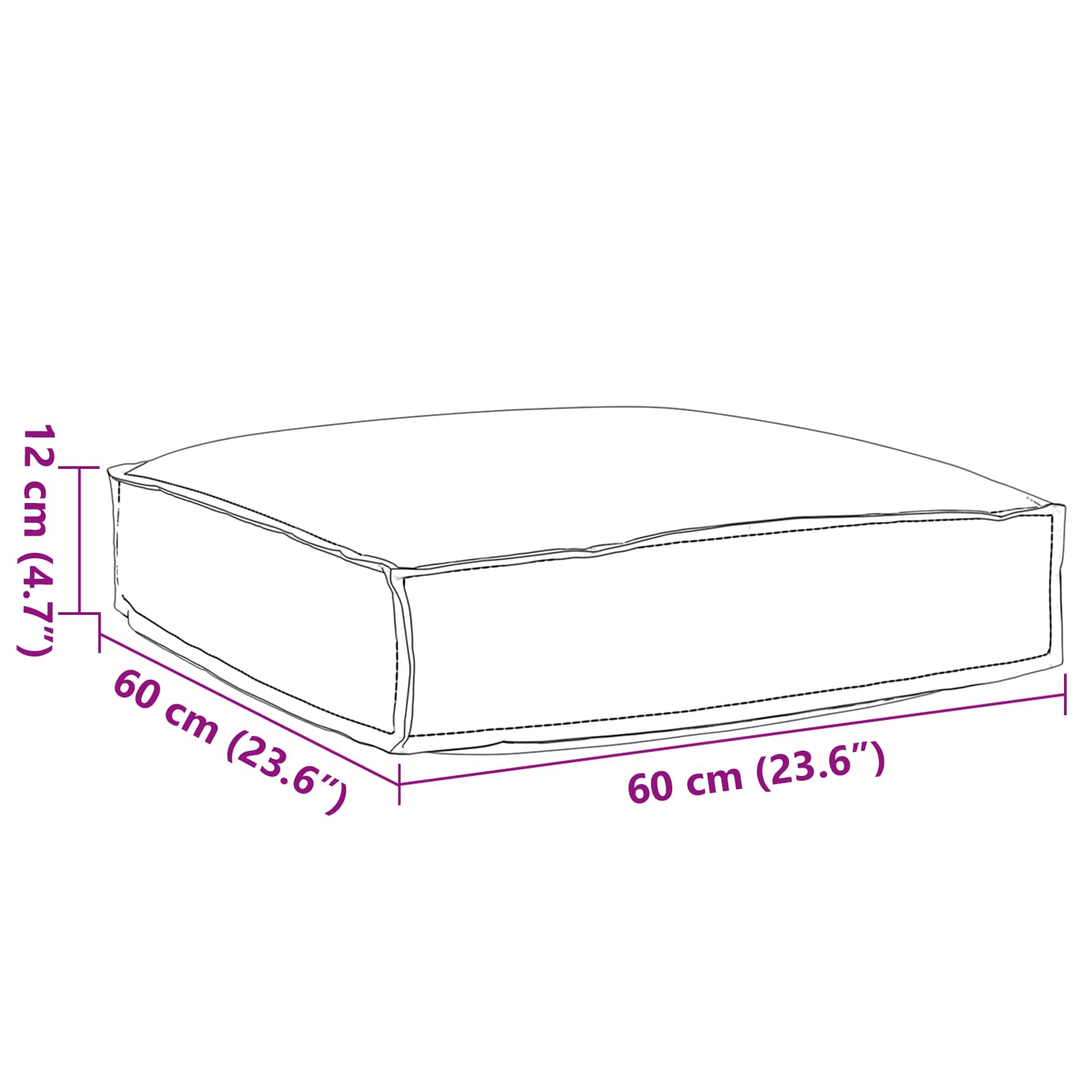 Cuscino Grigio 60 x 60 x 12 cm Tessuto Oxford