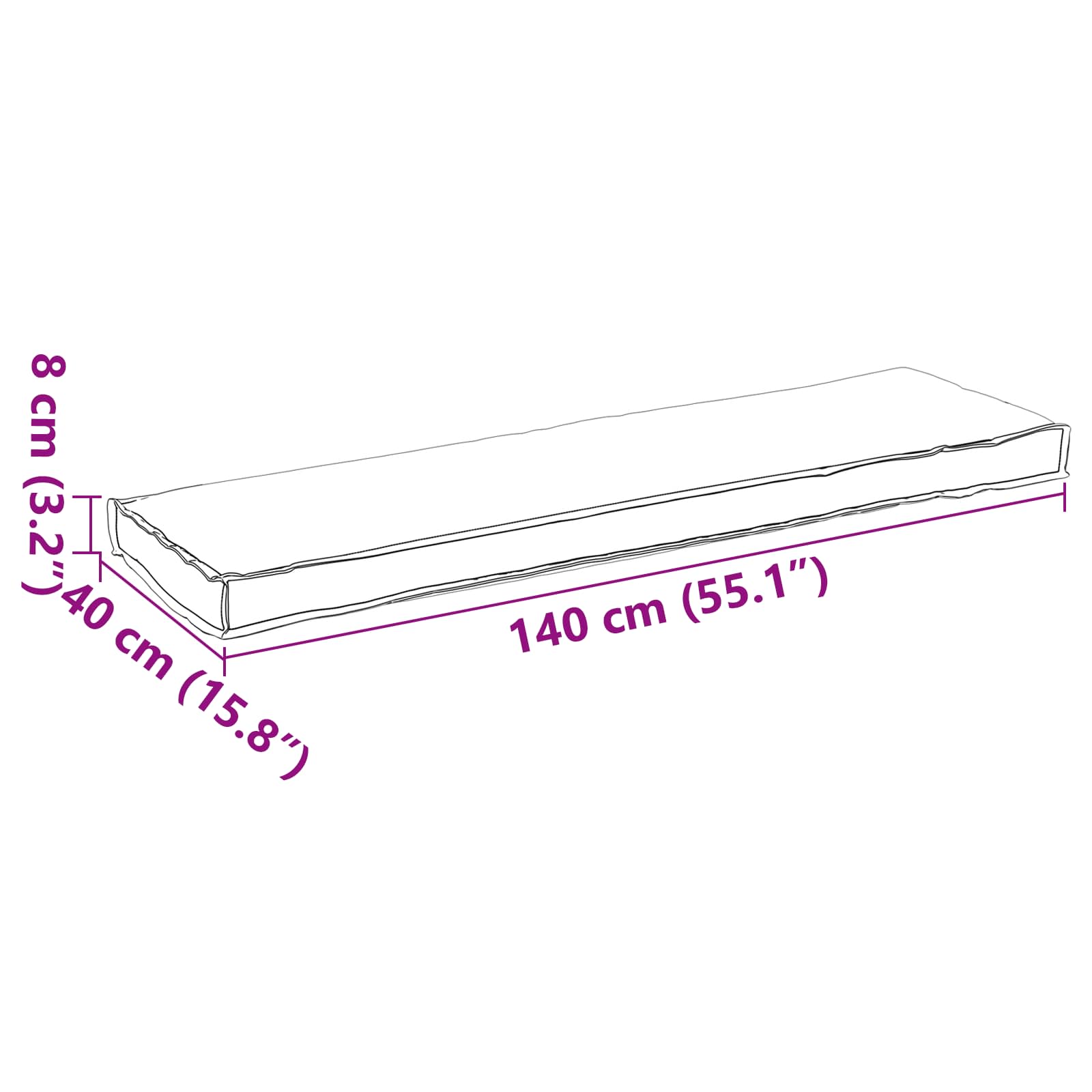 Cuscino Antracite 140 x 40 x 8 cm Tessuto Oxford