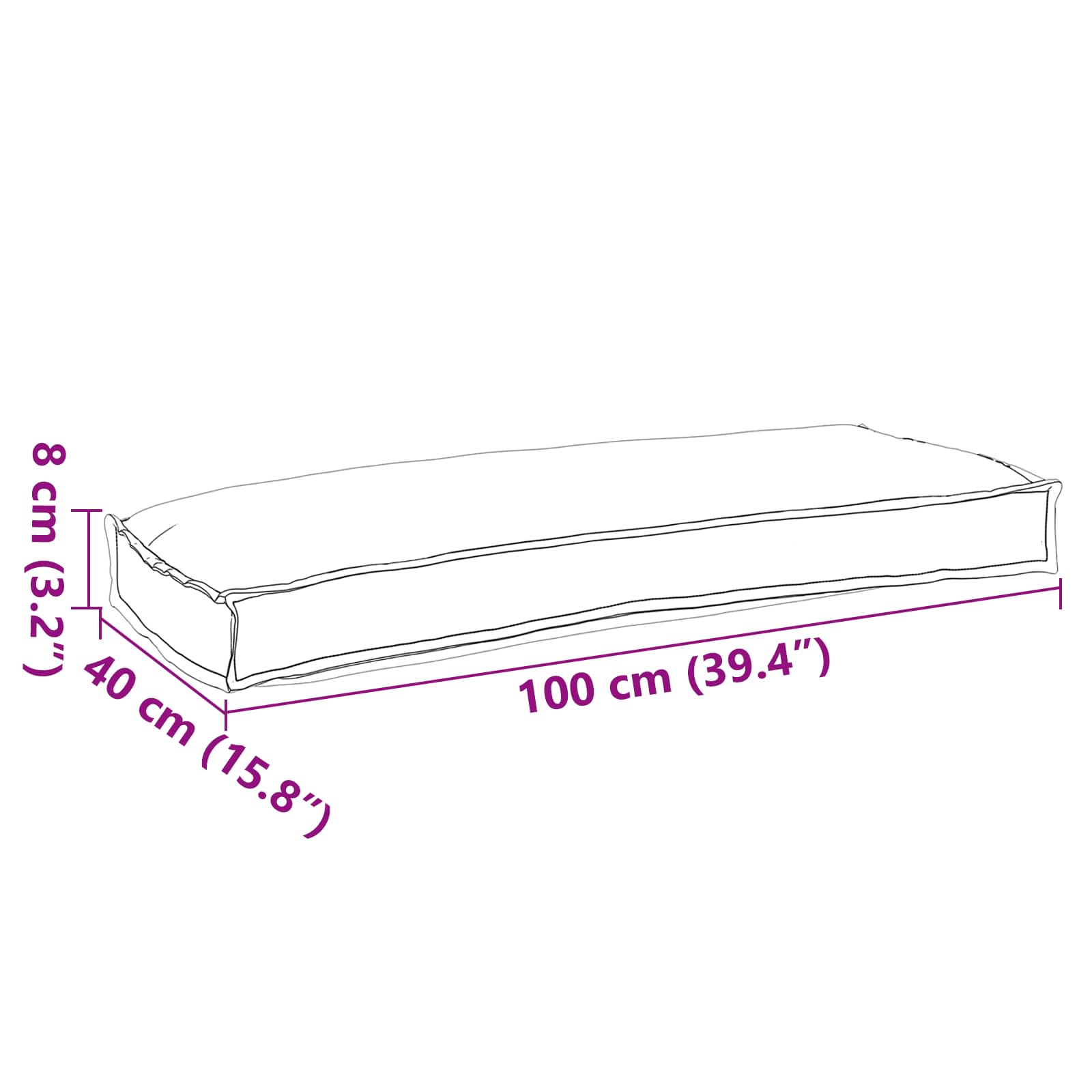 Set di Cuscini per Pallet 2 pcs Grigio 100 x 40 x 8 cm