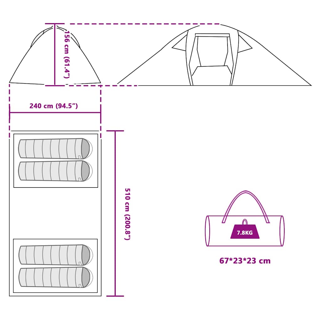 Tenda tunnel con tetto Blu 510 x 240 x 156 cm taffetà
