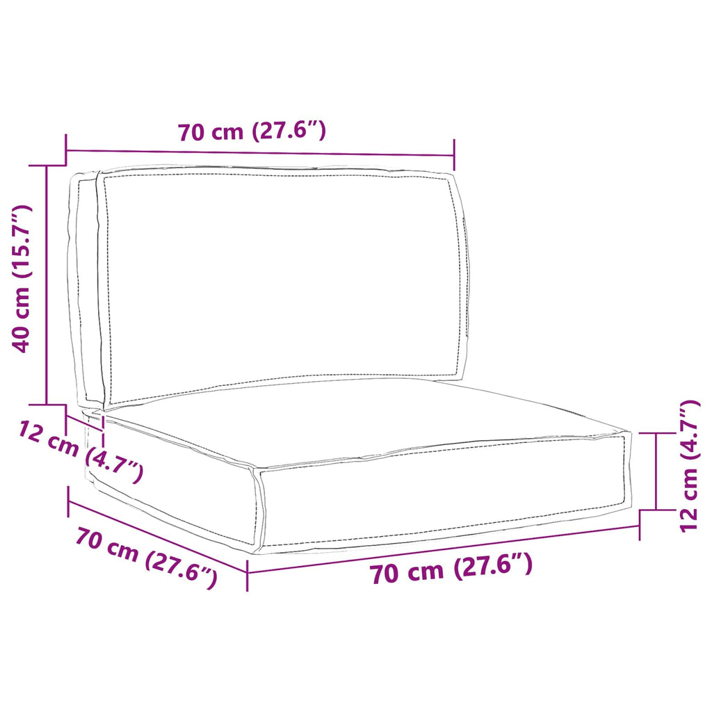 Set di Cuscini per Pallet 2 pcs Rosso Vino Tessuto Oxford