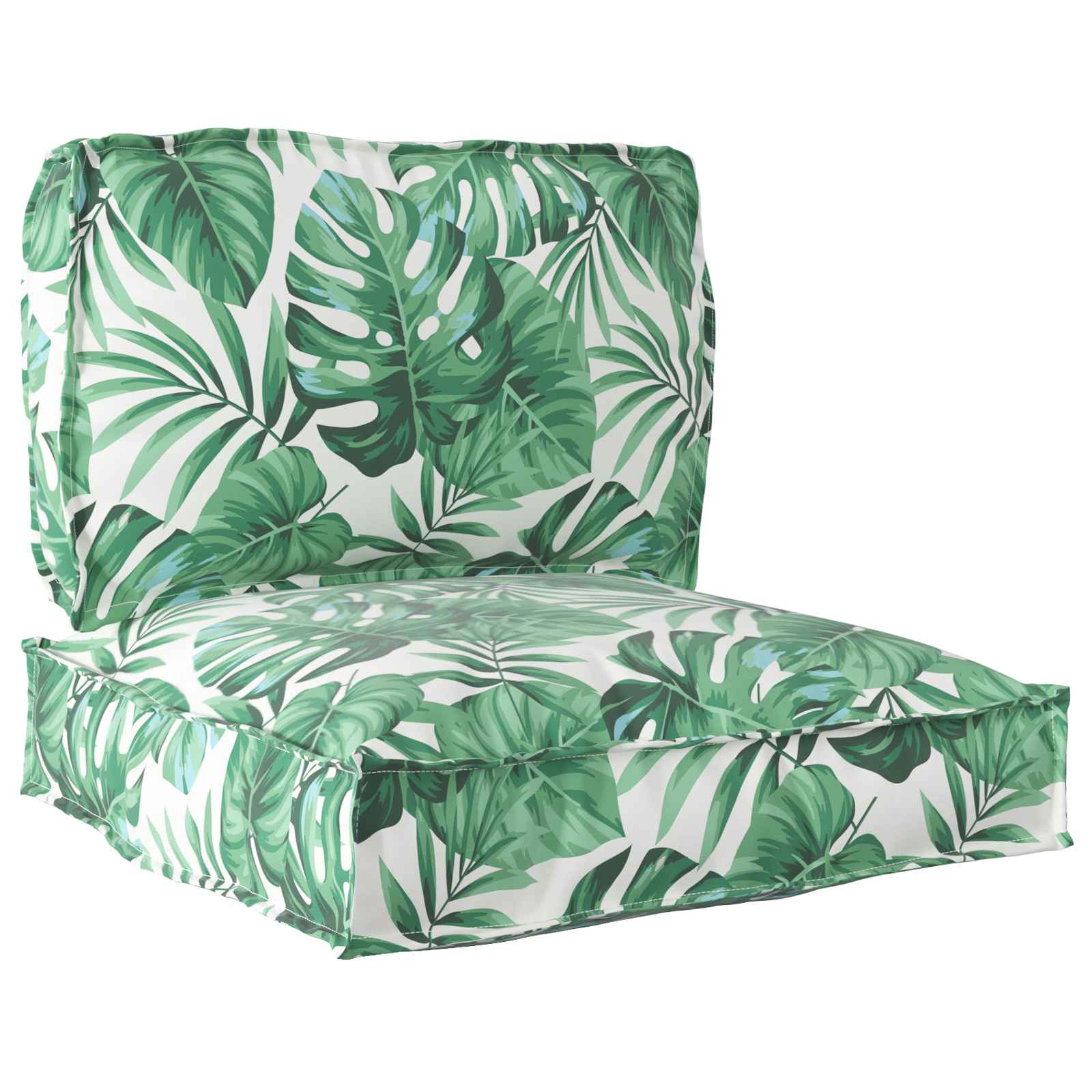 Set di Cuscini per Pallet Floreale 2 pcs Motivo Foglia Verde
