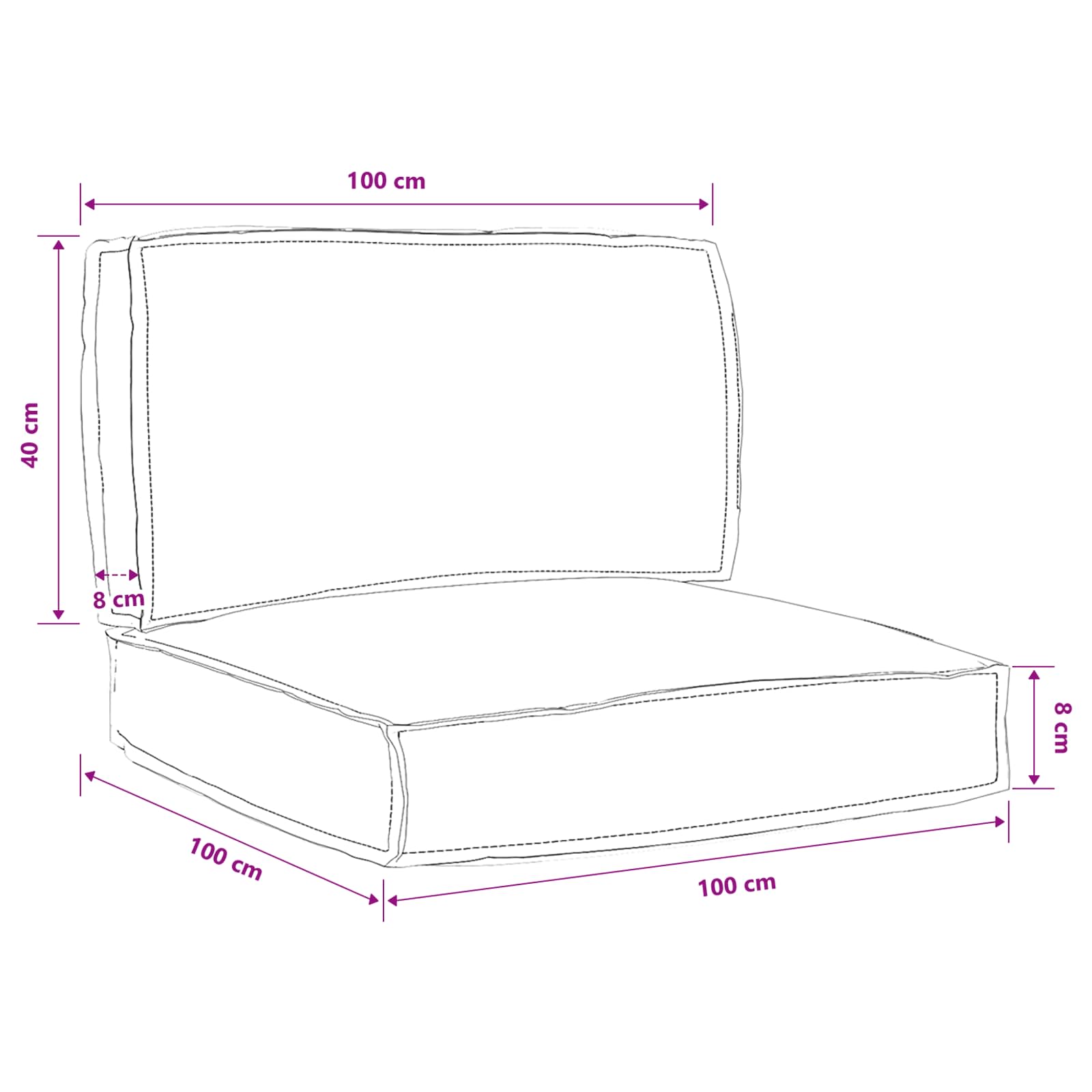 Set di Cuscini per Pallet Floreale 2 pcs Motivo Foglia Verde