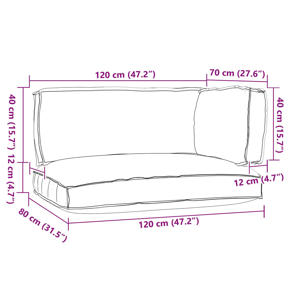 Set di Cuscini per Pallet 3 pcs Antracite Tessuto Oxford