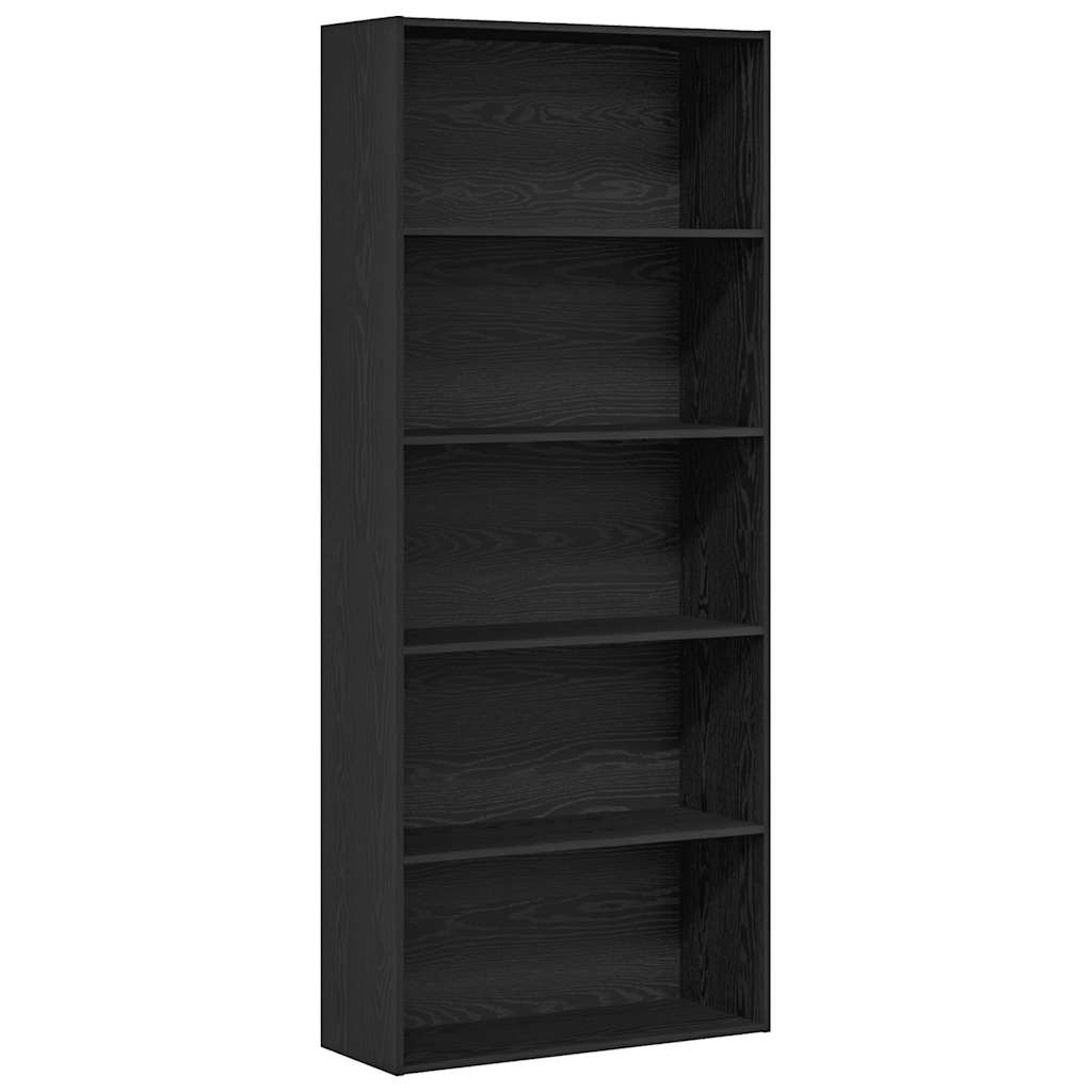 Libreria Rovere Nera 80x30x189 cm in Legno Multistrato