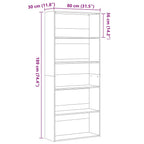 Libreria Rovere Nera 80x30x189 cm in Legno Multistrato