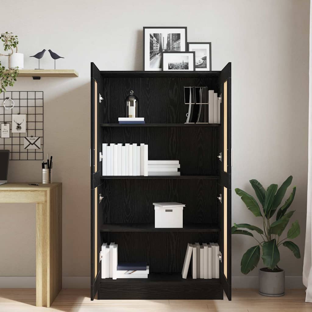 Armadio per Libri Rovere Nero 82,5 x 30,5 x 150 cm