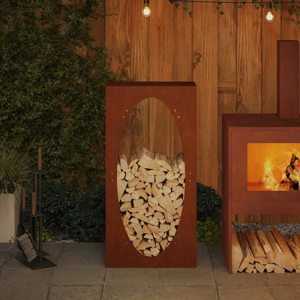Rastrelliera per Legna da Ardere 50x23x100 cm in Acciaio Corten