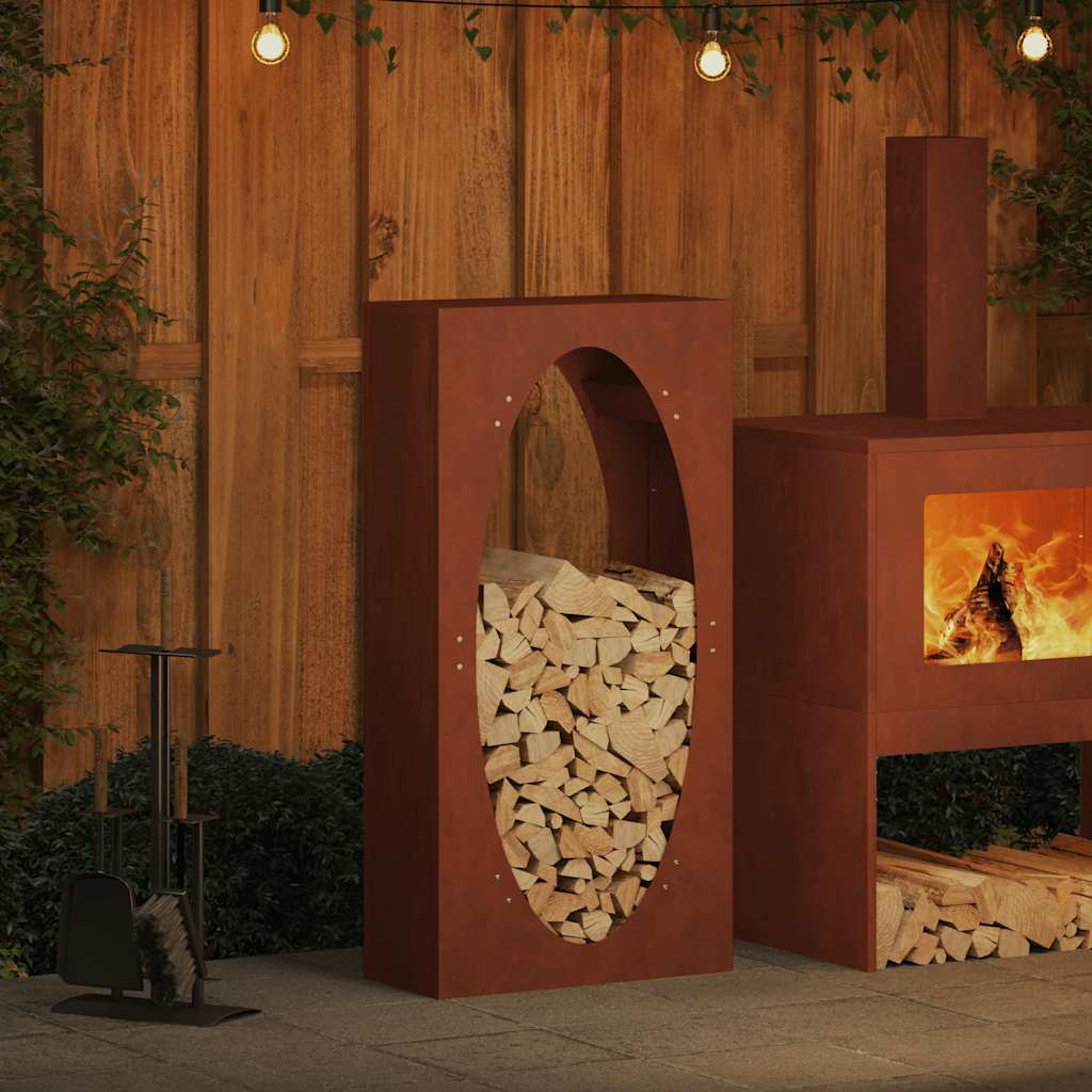 Rastrelliera per Legna da Ardere 50x23x100 cm in Acciaio Corten
