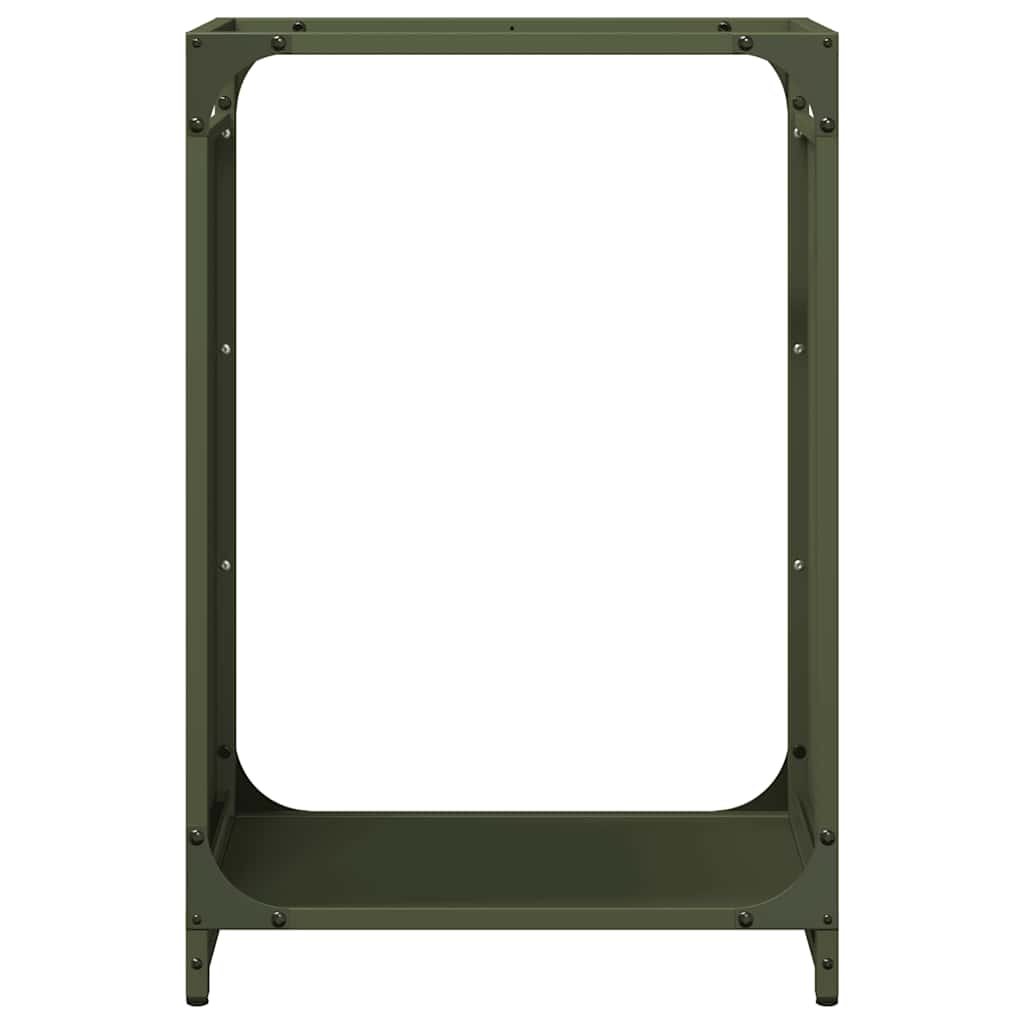 Rastrelliera per Legna da Ardere Verde Oliva 44x28x65 cm