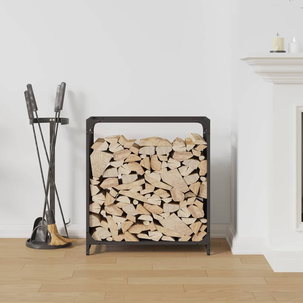 Rastrelliera per Legna da Ardere Nera 60x28x65 cm