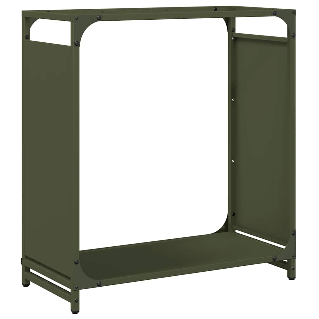 Rastrelliera per Legna da Ardere Verde Oliva 60x28x65 cm