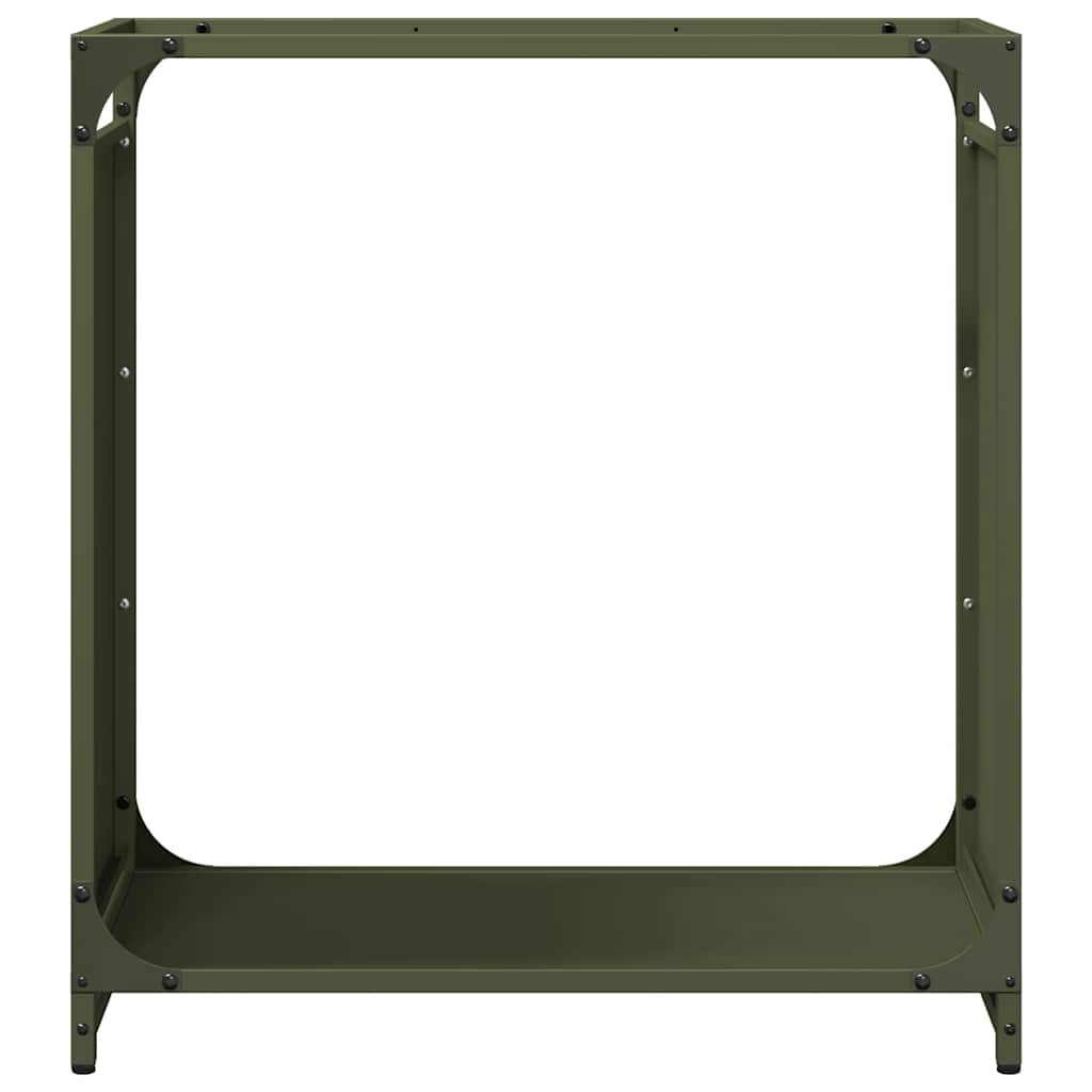 Rastrelliera per Legna da Ardere Verde Oliva 60x28x65 cm