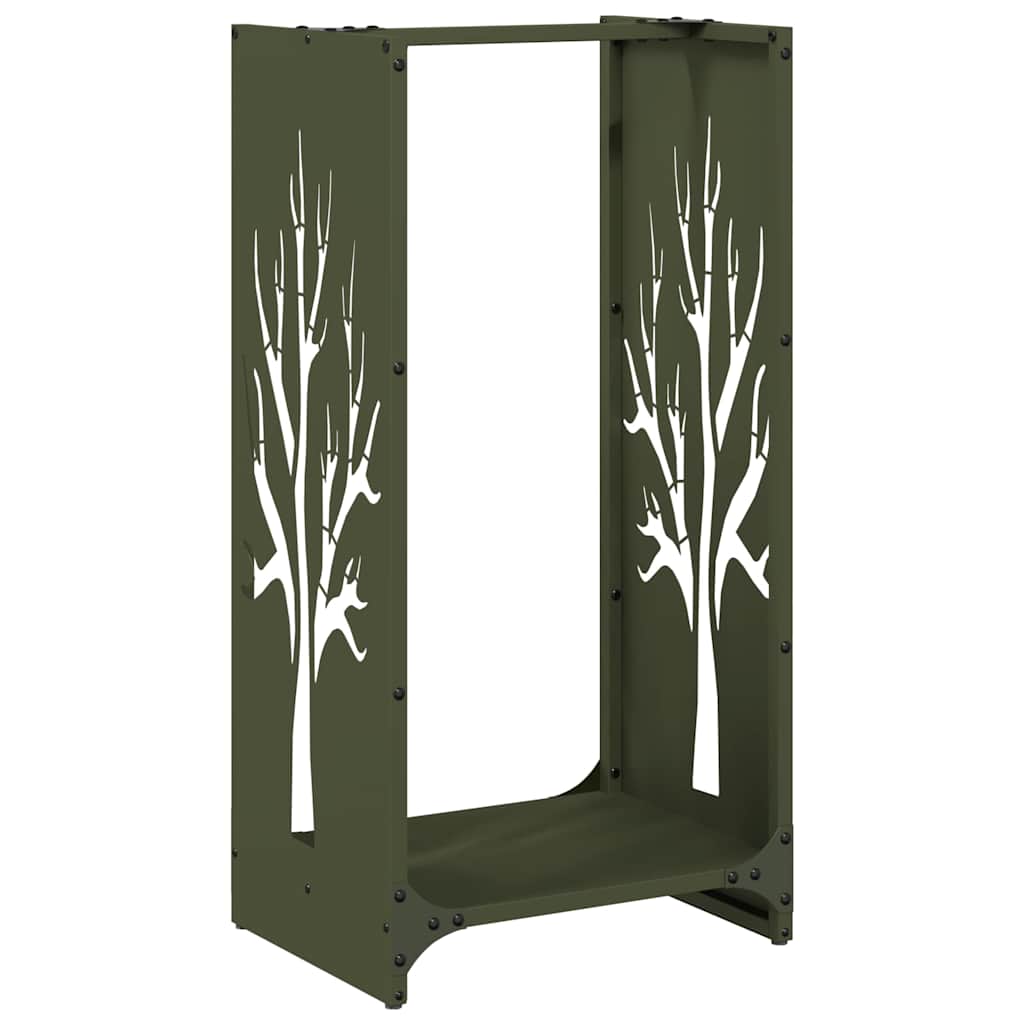 Rastrelliera per Legna da Ardere Verde Oliva 40x30x80 cm