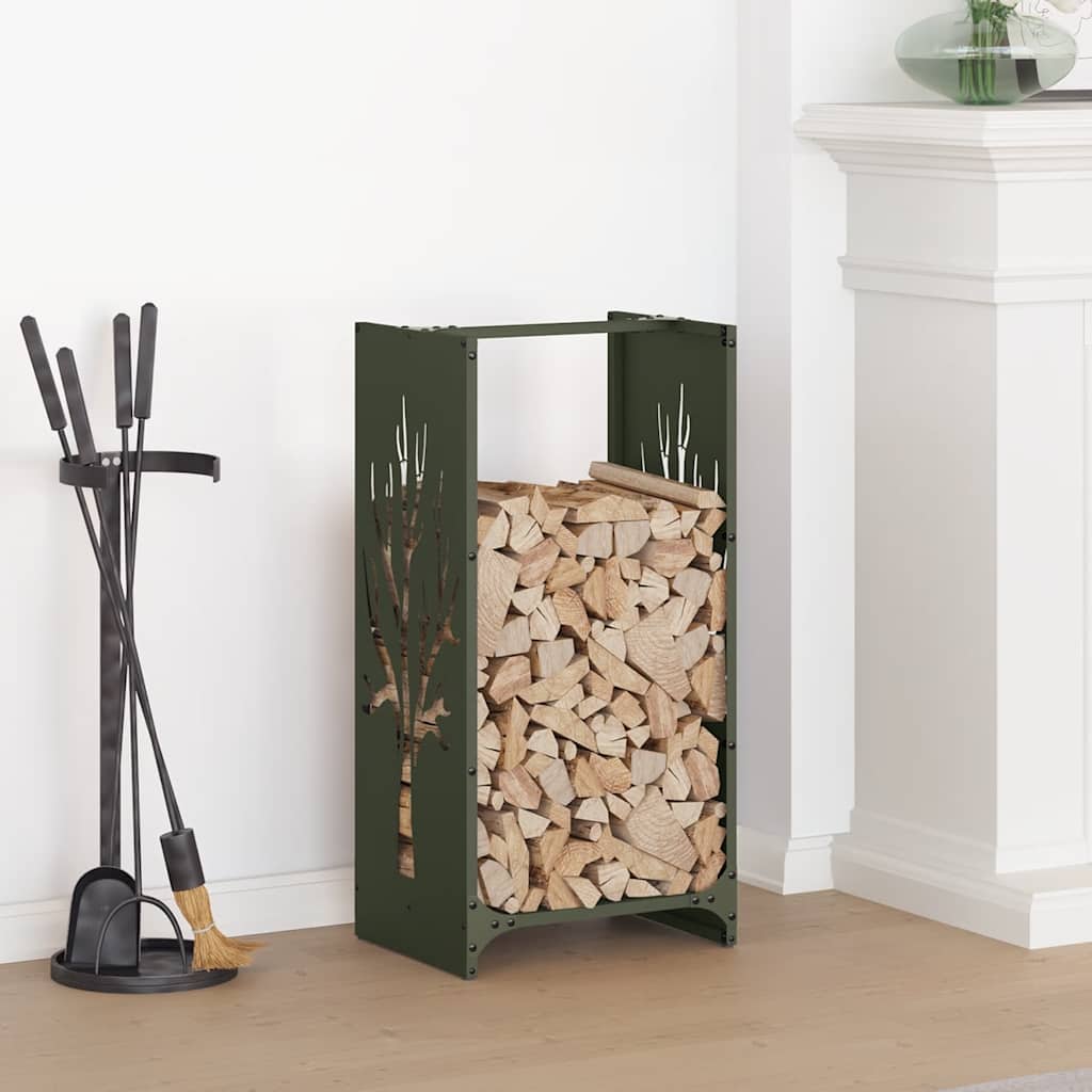 Rastrelliera per Legna da Ardere Verde Oliva 40x30x80 cm