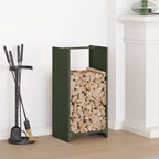 Rastrelliera per Legna da Ardere Verde Oliva 40x30x80 cm