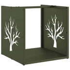 Rastrelliera per Legna da Ardere Verde Oliva 40x40x40 cm